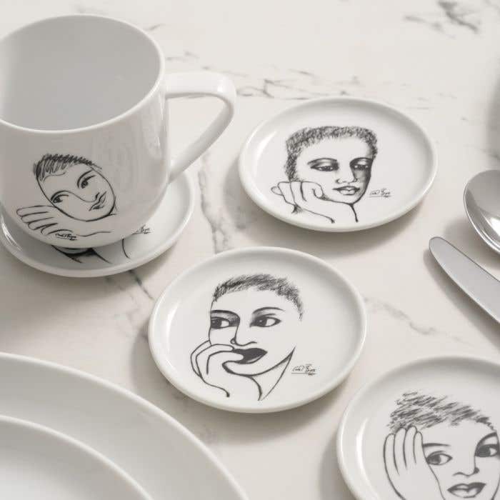 Carrol Boyes Sketchbook Set Of 4 Rimmed Coasters In White