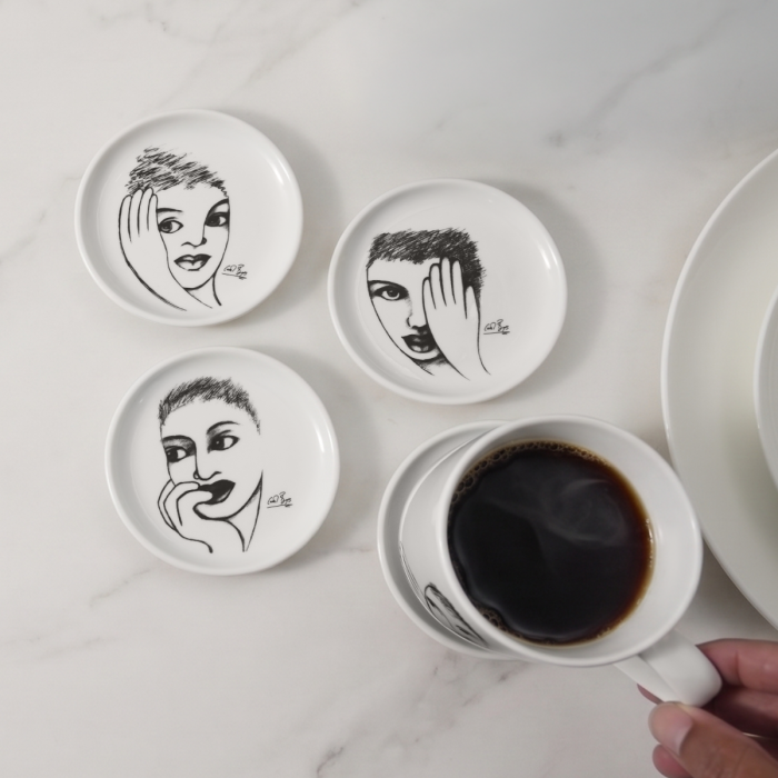 Carrol Boyes Sketchbook Set Of 4 Rimmed Coasters In White
