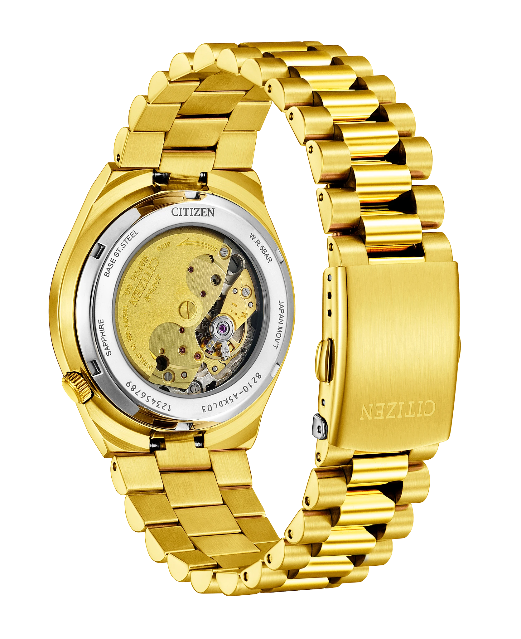 Citizen Gents Auto Watch In Gold & Green