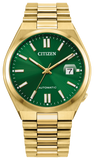 Citizen Gents Auto Watch In Gold & Green