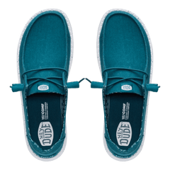 Hey Dude Womens Wendy Stretch Canvas Shoes Deep Teal