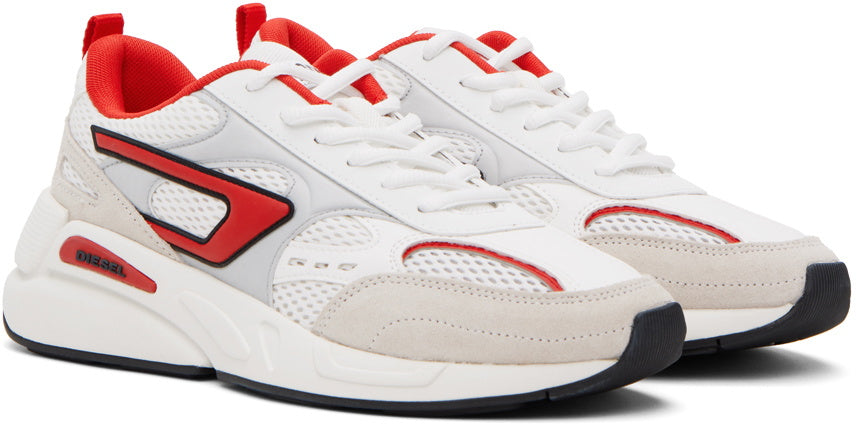 Diesel Mens Serendipity Sport Sneakers In White & Red