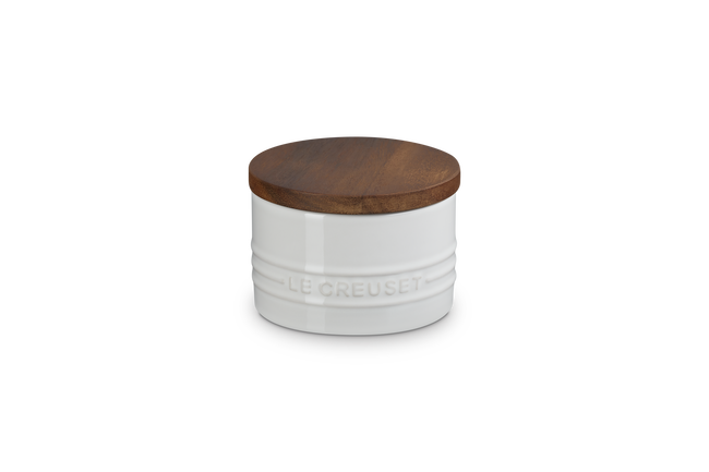 Le Creuset Signature Storage Jar with Wooden Lid In White