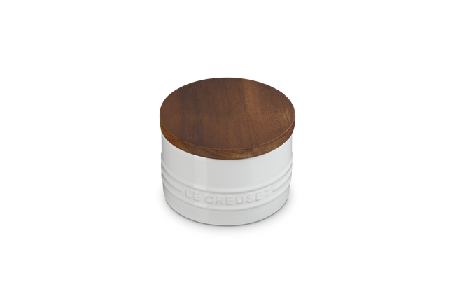 Le Creuset Signature Storage Jar with Wooden Lid In White