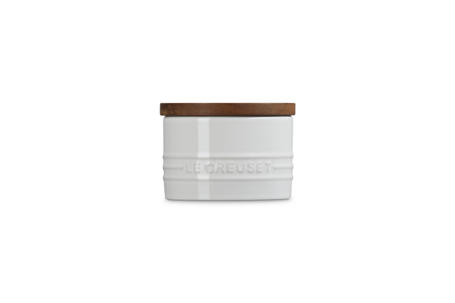 Le Creuset Signature Storage Jar with Wooden Lid In White