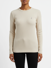 Polo Womens Mia Ribbed T-Shirt In Oatmeal