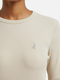 Polo Womens Mia Ribbed T-Shirt In Oatmeal