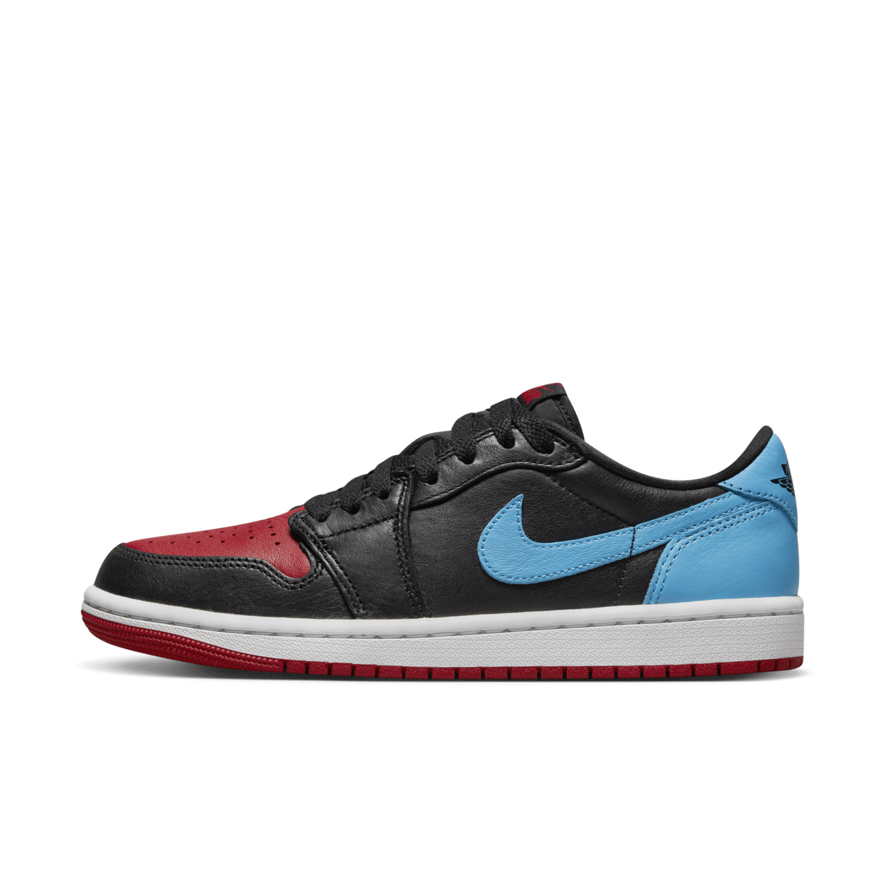 Nike Womens Air Jordan 1 Retro Low OG Sneakers In Black/Dark Powder Blue/Gym Red