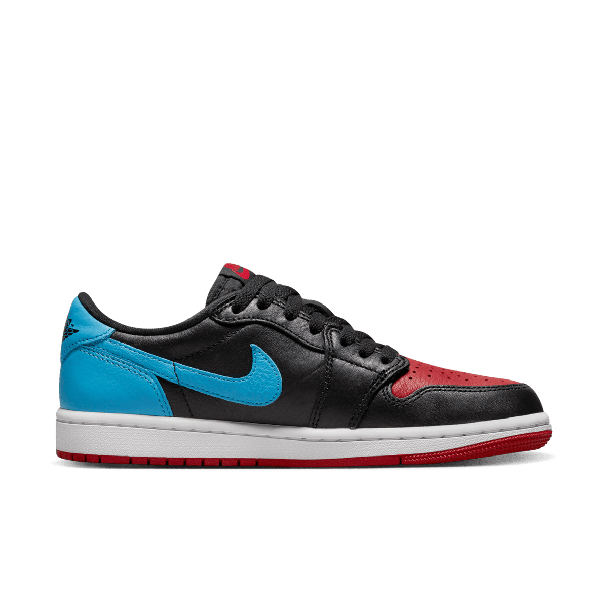 Nike Womens Air Jordan 1 Retro Low OG Sneakers In Black/Dark Powder Blue/Gym Red