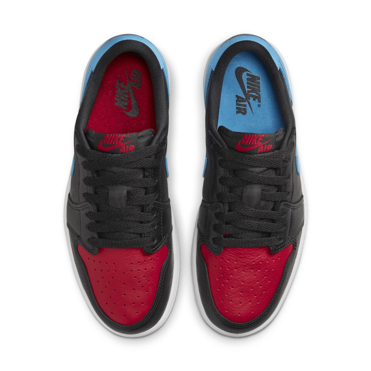 Nike Womens Air Jordan 1 Retro Low OG Sneakers In Black/Dark Powder Blue/Gym Red