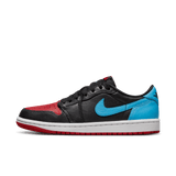 Nike Womens Air Jordan 1 Retro Low OG Sneakers In Black/Dark Powder Blue/Gym Red