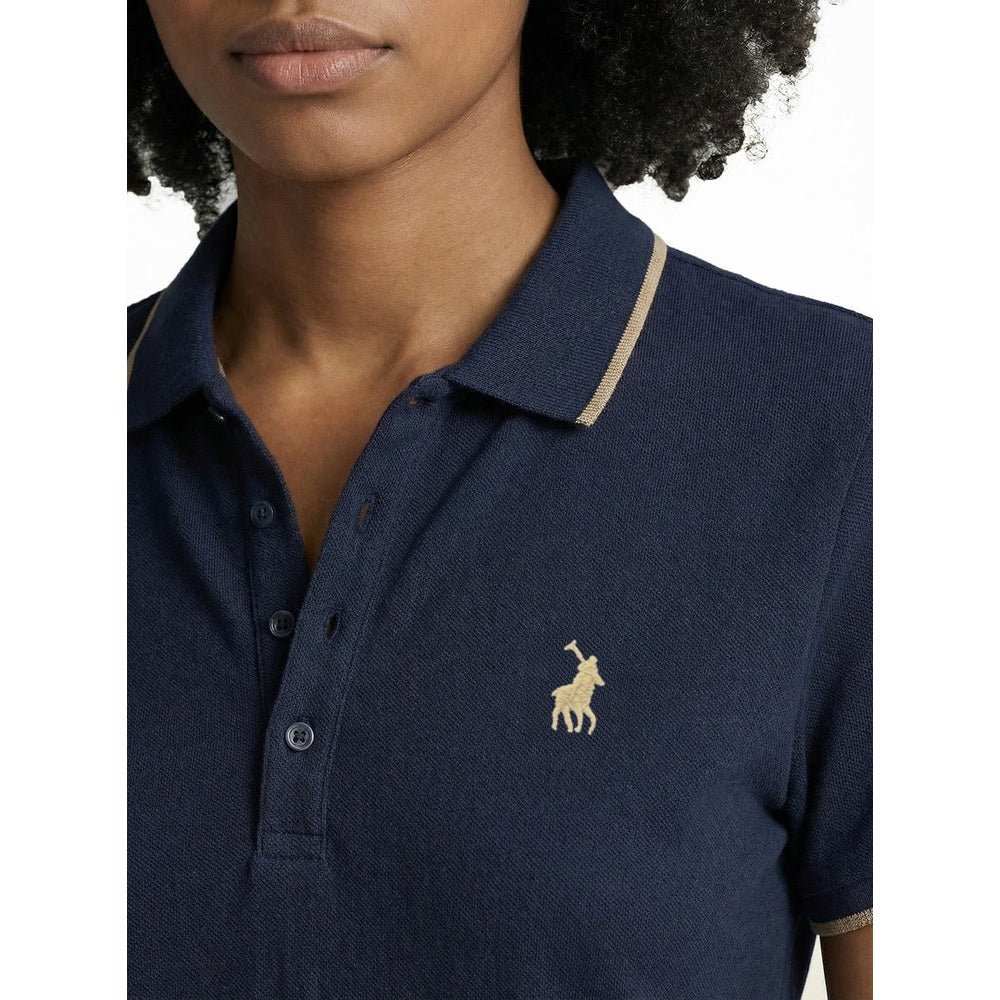 Polo Womens Leah Short Sleeves Golfer Dress In Navy Multi