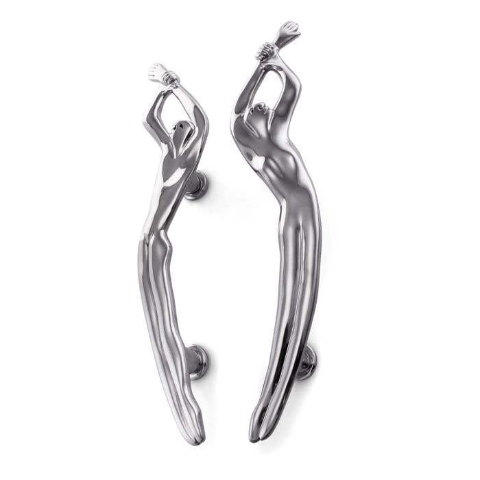 Carrol Boyes Front Door Handles Pair Woman/Man In Silver