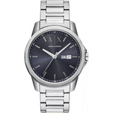 Armani Exchange Banks Classic Silver Watch In Blue