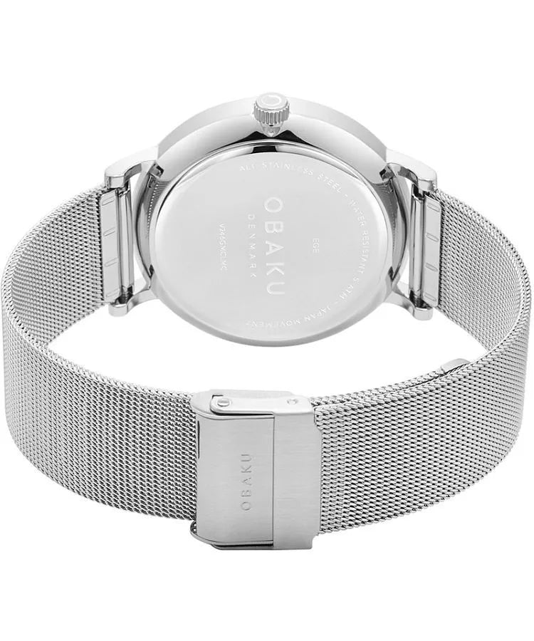 Obaku Gents Silver And Black Chrono Watch