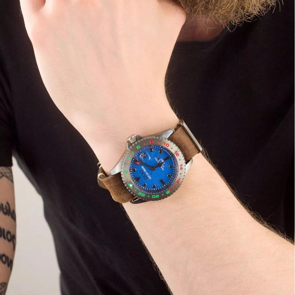 Out Of Order Mens Roma Capitale Blue Dial Leather Strap Watch In Brown