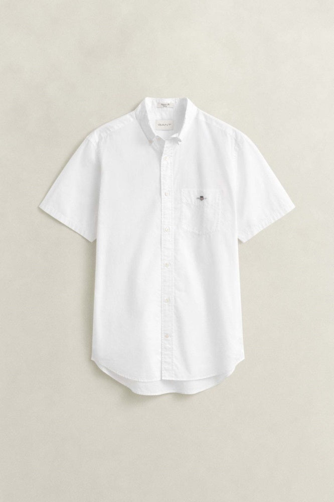 Gant Regular Poplin Short Sleeve Shirt In White