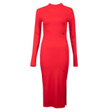 Calvin Klein J2203531 Shiny Rib High Neck Dress Red