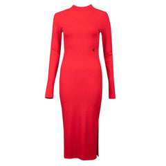 Calvin Klein J2203531 Shiny Rib High Neck Dress Red