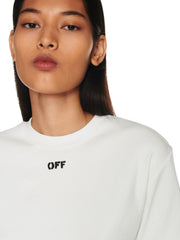 Off White Stamp Ribbed Cropped Tee White