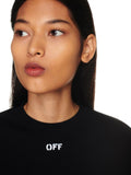 Off White Stamp Ribbed Cropped Tee Black