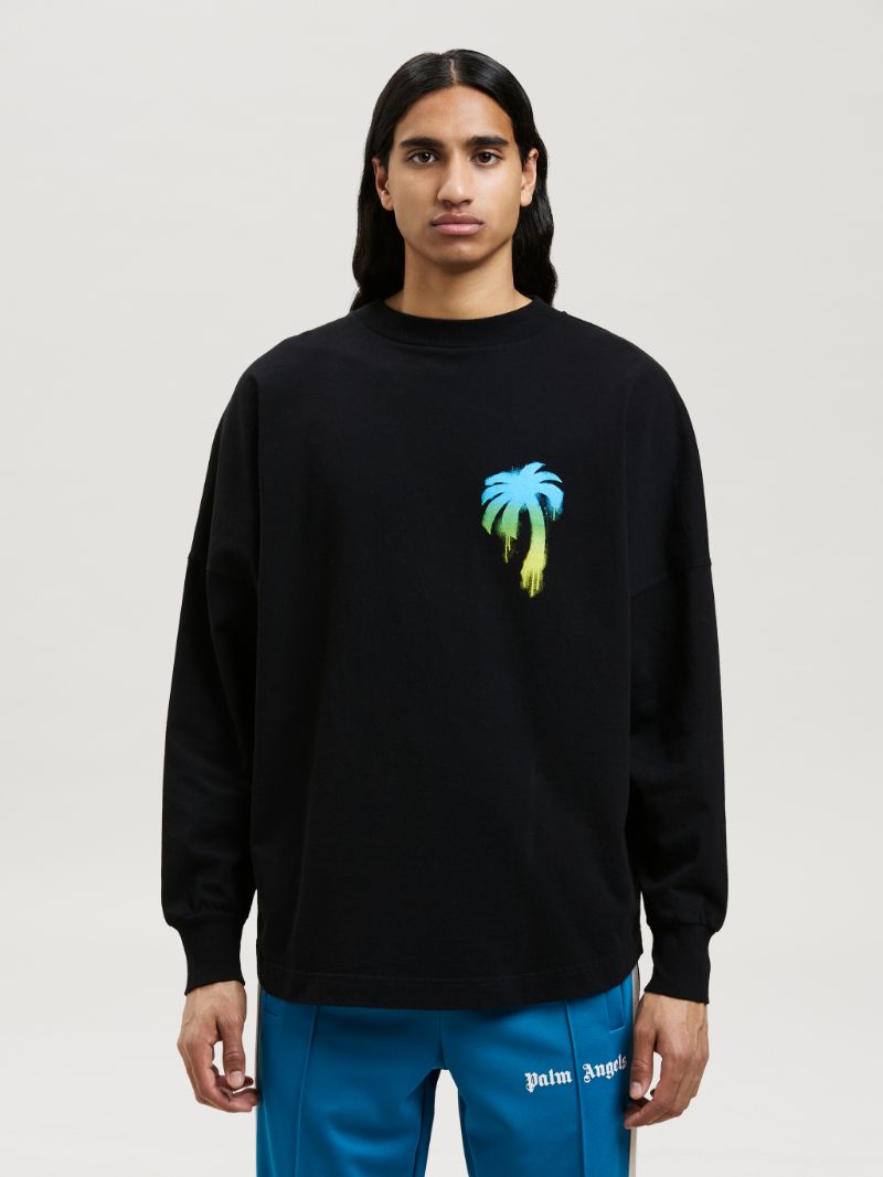 Palm Angels Sprayed Logo Over T-Shirt Black