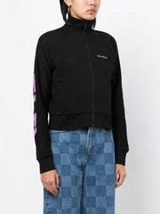 Karl Lagerfeld Logo Print Zip-Up Jumper In Black