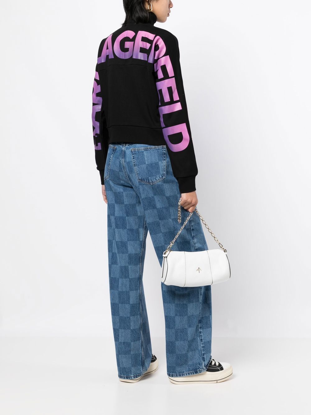 Karl Lagerfeld Logo Print Zip-Up Jumper In Black