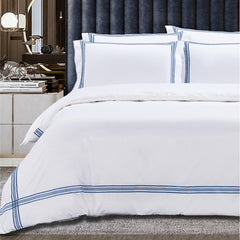 Egyptian Cotton Co Boutique Collection 400 Thread (Giorgio) Duvet Cover Set White & Navy