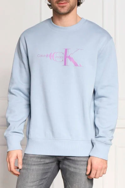 Calvin Klein  J322531 Glitched Monologo Crew Neck  Blue