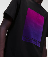 Karl Lagerfeld Flock-Print Address Logo T-Shirt In Black