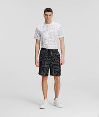 Karl Lagerfeld 235M1002 All-Over Karl Logo Shorts Black & White