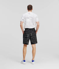 Karl Lagerfeld 235M1002 All-Over Karl Logo Shorts Black & White