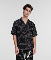Karl Lagerfeld 235M1601 Square Aop Logo Shirt Black