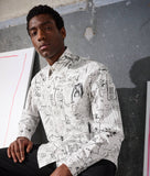 Karl Lagerfeld 235M1608 HunS Pick Sketches Shirt White