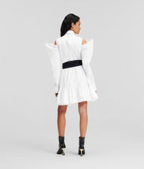 Karl Lagerfeld 235W1302 Cold Shoulder Poplin Dress