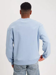 Calvin Klein  J322625 Shrunken Badge Crew Neck  Blue