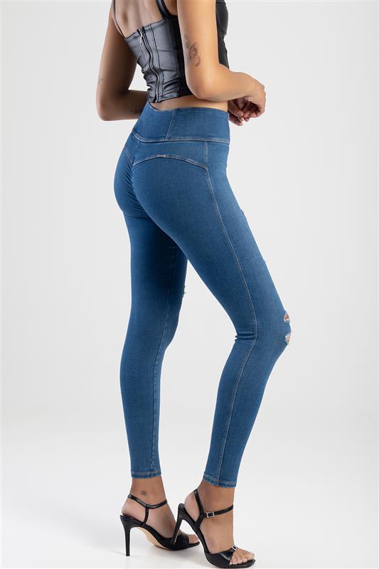 Sissyboy Omega Ryder Knit & Denim Combo W/ Rips Denim