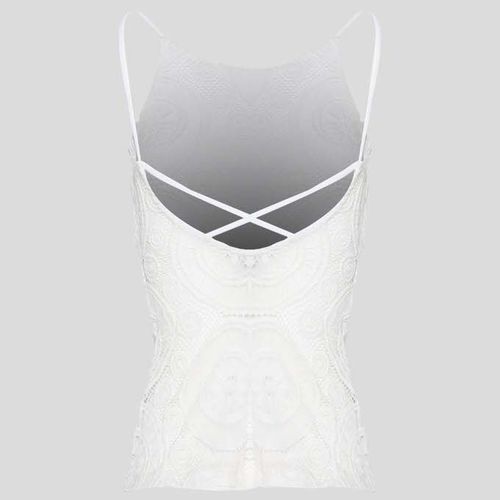 Sissyboy T30648 Ladies Lace Vest W/ Back Strap Ivory