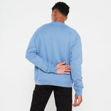 Jeep Mens Logo Applique Ranglan Crewneck Mid Blue