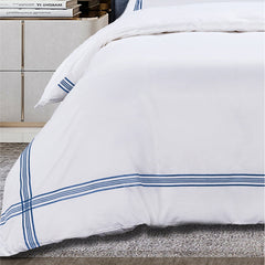 Egyptian Cotton Co Boutique Collection 400 Thread (Giorgio) Duvet Cover Set White & Navy