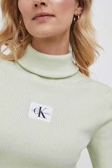 Calvin Klein J221688 Badge Roll Neck Sweater Light Green