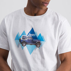 Jeep Mens High Density Print Graphic T-Shirt White