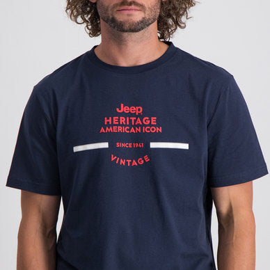Jeep Mens Fashion Print Graphc T-Shirt Navy