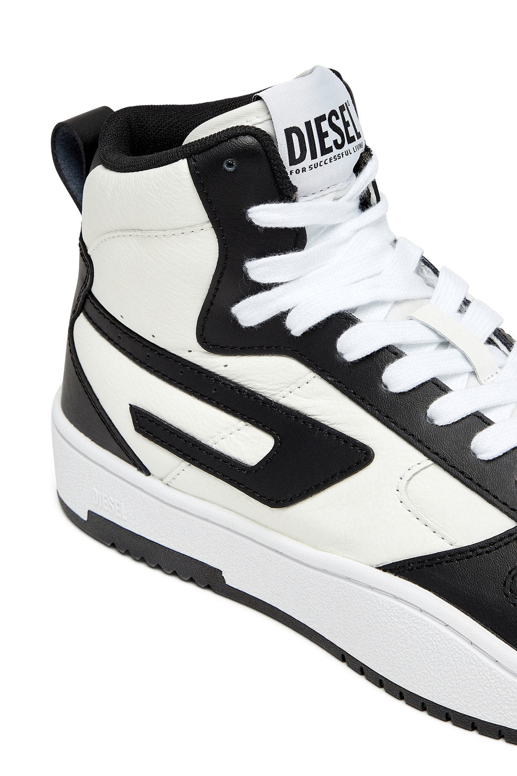 Diesel Y03205P5576 Mens S-Ukiyo V2 Mid Sneakers Black And White