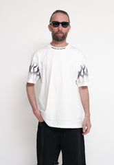 Vision Of Super Vs00758 Tshirt With Black Flames Off White