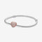 Pandora Moments Pavé Heart Clasp Snake Chain Bracelet - 21cm