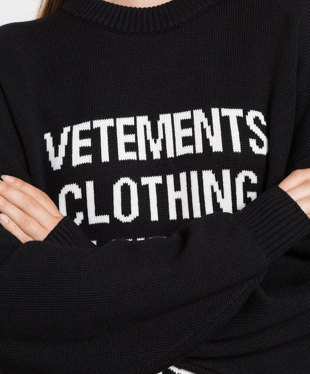 Vetements Black Wool Jumper With Contrasting Lettering