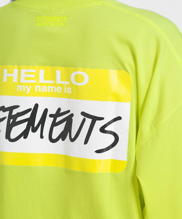 Vetements My Name Is Vetements Print T-shirt Neon
