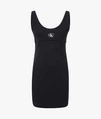 Calvin Klein Badge Rib Strappy Dress J221400 Black